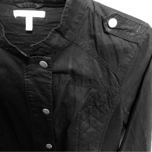 Maurices Small  Black Classic Jacket basic moto retro Quilted Cotton Snaps - Picture 4 of 12